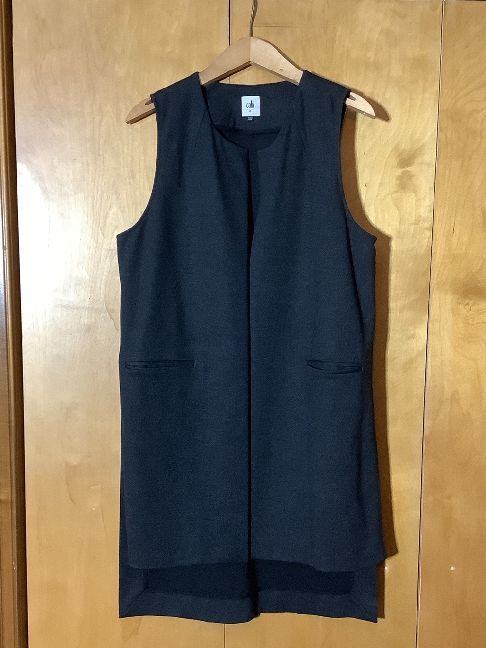 Cabi black long line vest, size medium